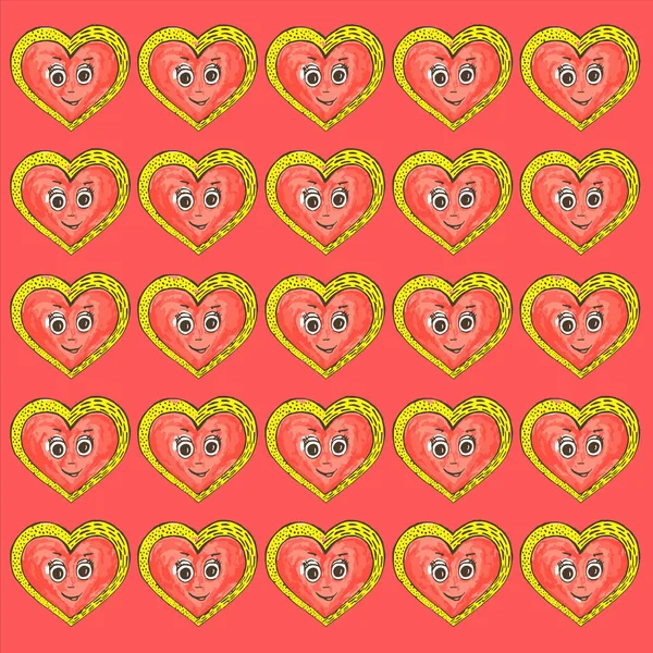 Vector Image Abstract Pattern Smiling Hearts Design Covers Cards Prints — Stock Photo, Image