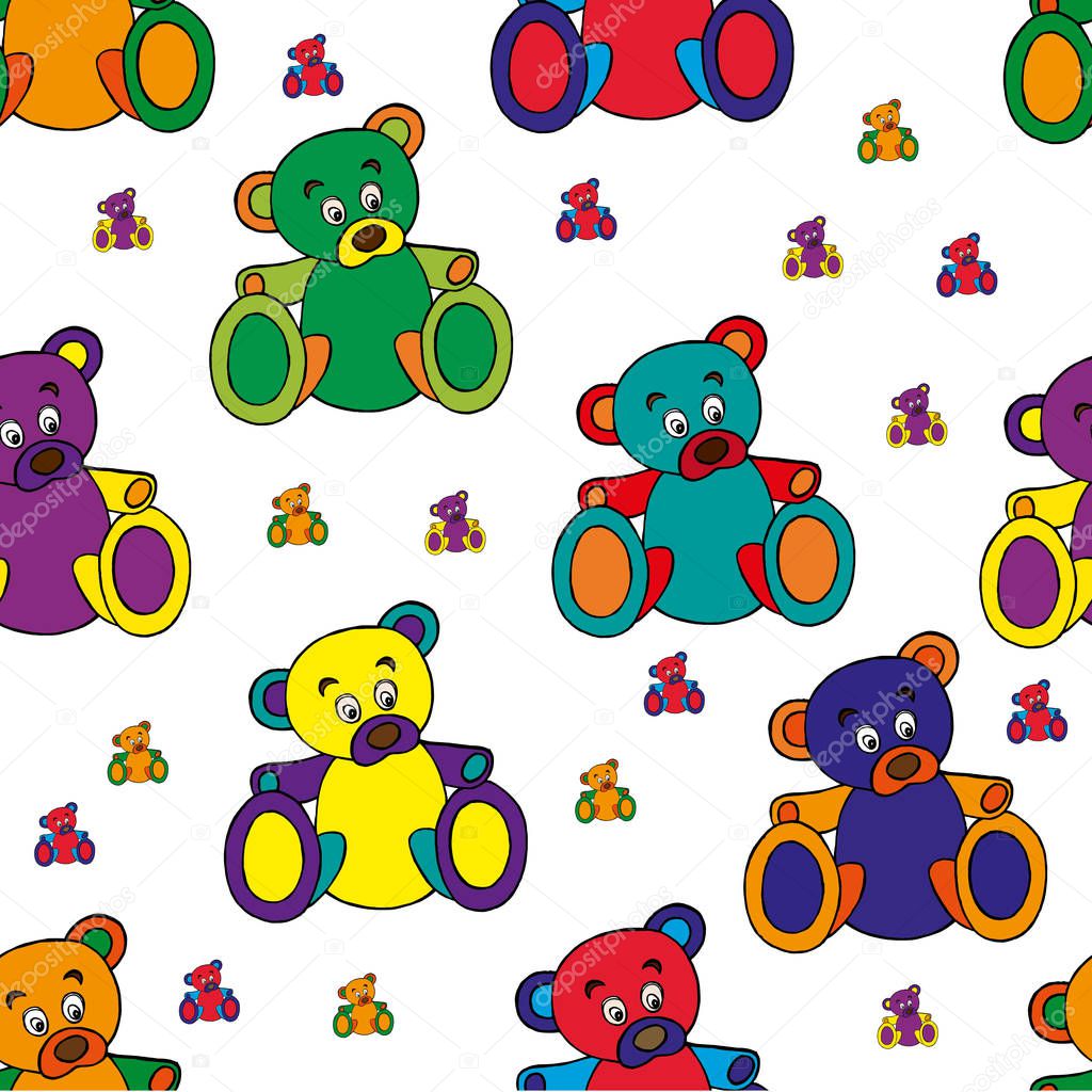 Vector image.Abstract multicolored toy bear. Cover design, print for textile, childrens clothing.