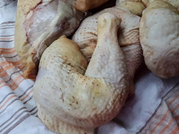 Close Fresh Raw Homemade Chicken Meat Cooking — 스톡 사진