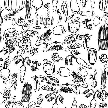 Mevsimlik sebze şeklinde kusursuz tek renkli desen..