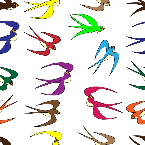 Uçan Çok Renkli Kuşların Soyut Parlak Desenleri Kapak Tasarımı Kartlar — Stok fotoğraf