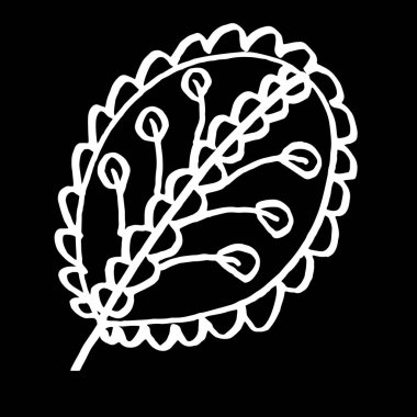 Vektör görüntüsü. İzole edilmiş siyah bir arkaplanda soyut bitkinin yakın çekimi. Kapak tasarımı, kıyafet baskısı.