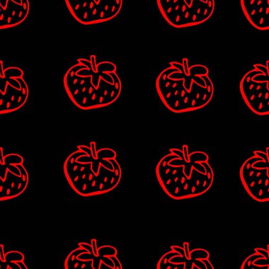 Kırmızı çilek şeklinde parlak, pürüzsüz desen. Kapaklar, kurtarıcılar, duvar kağıtları için tasarım.
