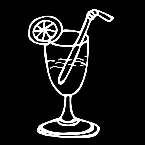 Cocktail Gros Plan Avec Une Paille Sur Fond Noir Isolé — Photo