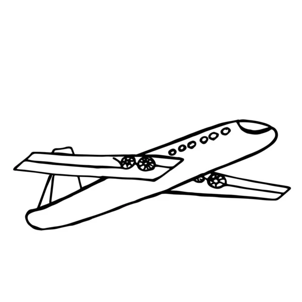 Крупный План Самолета Изолированном Белом Фоне Дизайн Раскраски Книг Чехлов — стоковое фото