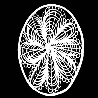 İzole edilmiş siyah arka planda çiçek desenli Paskalya yumurtası çizimi. Tebrik kartı tasarımı.