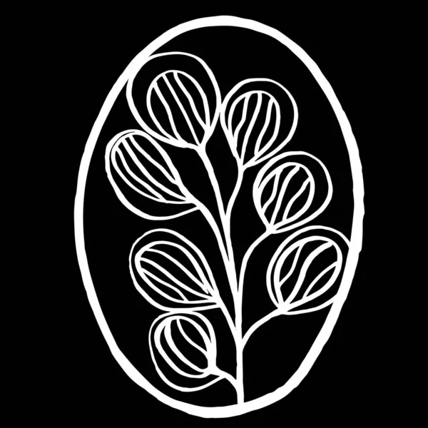 Пасхальное Яйцо Рисунок Цветочным Узором Изолированном Черном Фоне Конструкция Поздравительной — стоковое фото