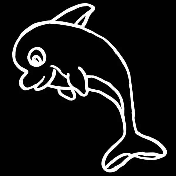 海豚特写在一个黑色孤立的背景 封面设计 服装印花 — 图库照片