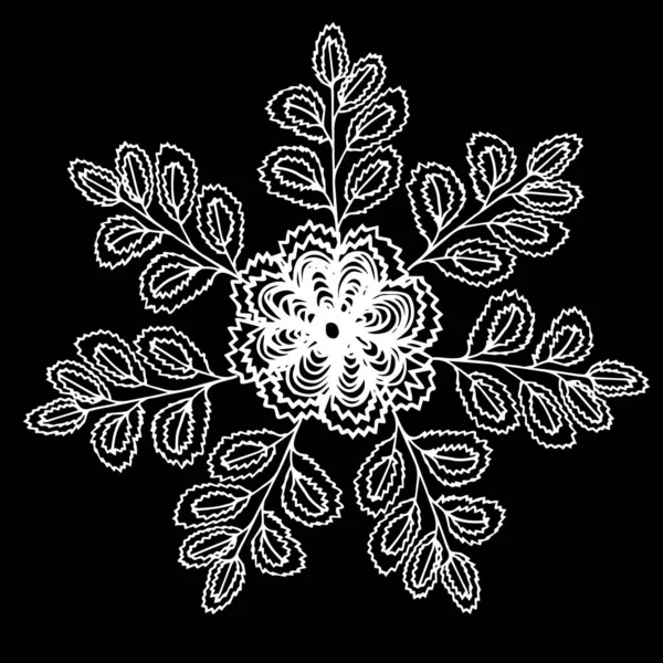 紧密的手绘植物 在孤立的黑色背景上的抽象花朵 壁纸的设计 — 图库照片