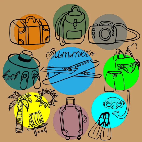Jasny Wzór Temat Letnich Wakacji Podróży — Zdjęcie stockowe
