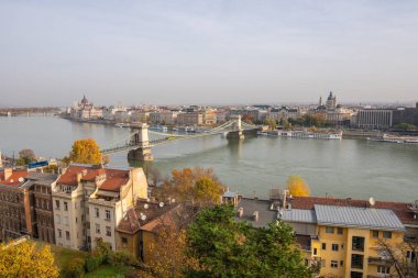 Urban landscape panorama in Budapest on Danube river