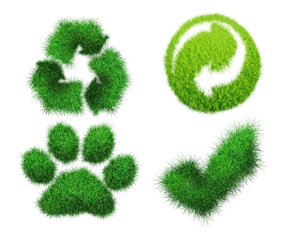 Four Figures Emblems Grassy Structure Sign Processing Relationships Animal Track — Stock Photo, Image