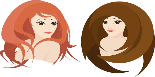 Chica Con Pelo Rizado Rojo Una Chica Con Pelo Liso — Archivo Imágenes Vectoriales