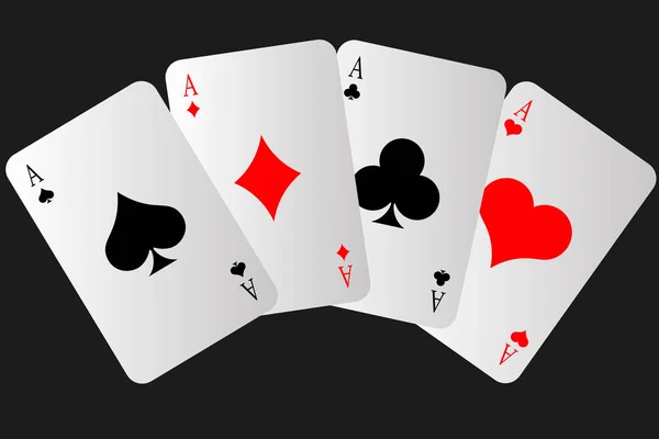 Vier Asse Fächerförmig Poker Eine Gewinnende Kombination Aus Vier Assen — Stockvektor