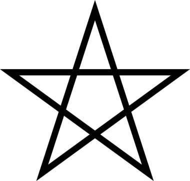 Keskin kenarları olan beyaz arka planda siyah bir yıldız. Düz doğrusal yıldız.