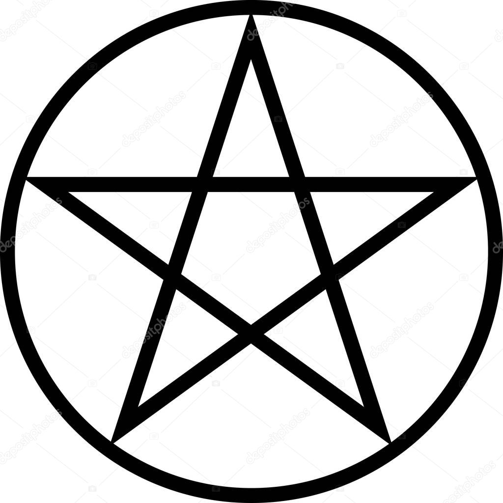 Pentagram isolated vector occultism star symbol in a circle. Occultism, halloween.