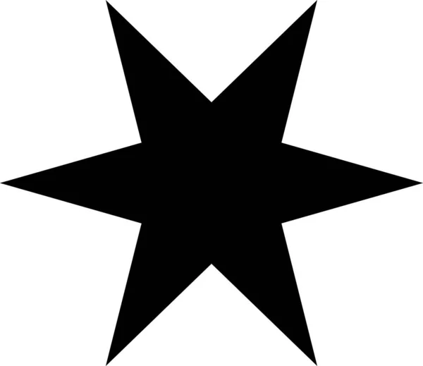 Estrella Plana Negra Estándar Seis Puntas Con Rayos Agudos Sobre — Vector de stock