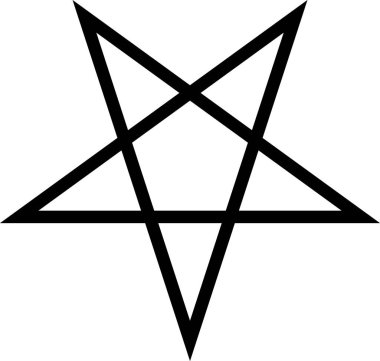 Standart beş köşeli siyah yıldız ya da pentagram. Düz çizim. Cadılar Bayramı.