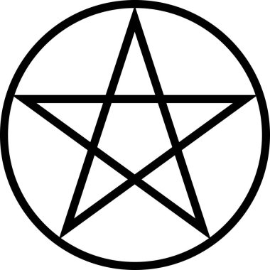 Pentagram okültizm yıldız sembolünü bir çemberde izole etti. Okültizm, Cadılar Bayramı.
