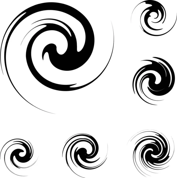 白い背景に左側に回転する予測できない黒い螺旋6枚 — ストック写真