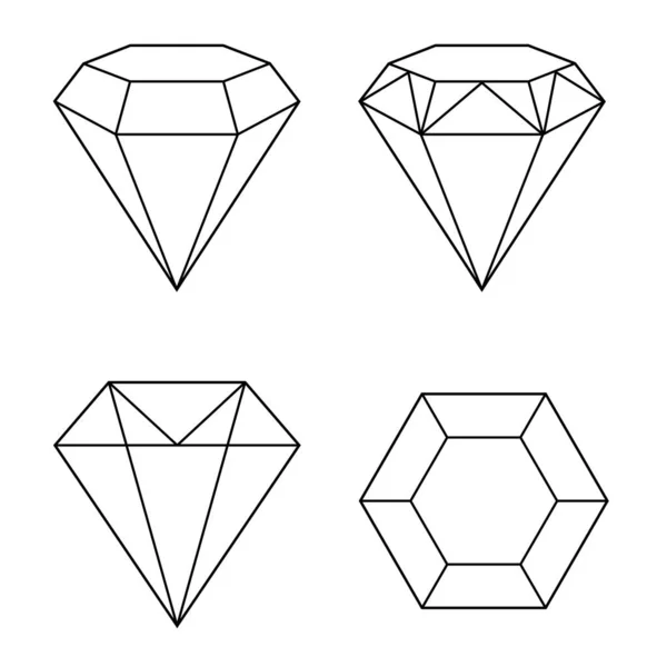 Zestaw Białych Geometrycznych Ikon Wektorowych Diamentu Białym Tle Ilustracja Wektora — Wektor stockowy