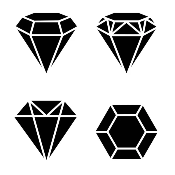 Kilka Opcji Diamentowej Klejnotowej Sylwetki Odizolowanej Białym Tle Diament Ikony — Wektor stockowy