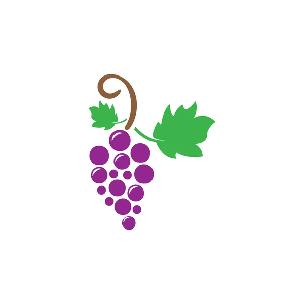 Diseño de ilustración de icono de vector de plantilla de logotipo de uvas — Archivo Imágenes Vectoriales