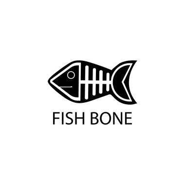 balık iskeleti simgesi ve sembol vektör çizimi