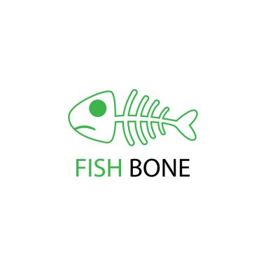 balık iskeleti simgesi ve sembol vektör çizimi