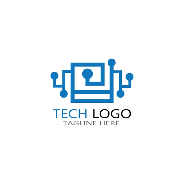 回路ロゴ技術ベクトルテンプレート — ストックベクタ