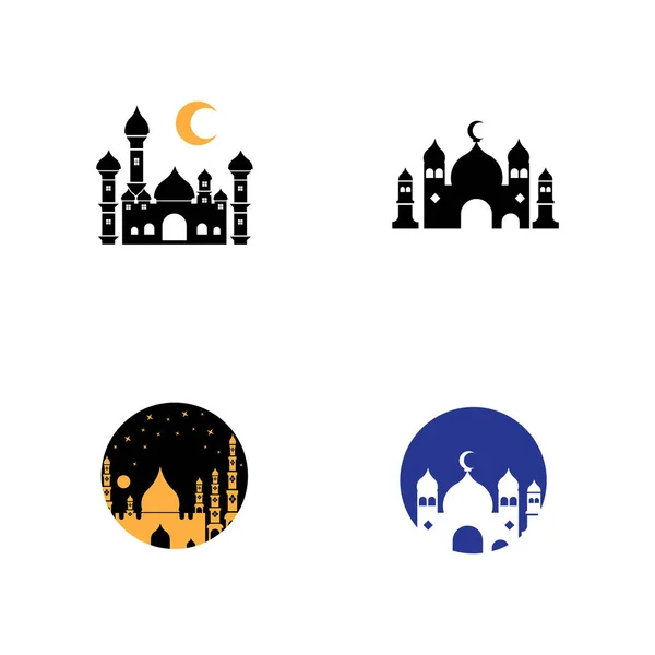 Modèle d'icône vectorielle de logo mosquée islamique — Image vectorielle