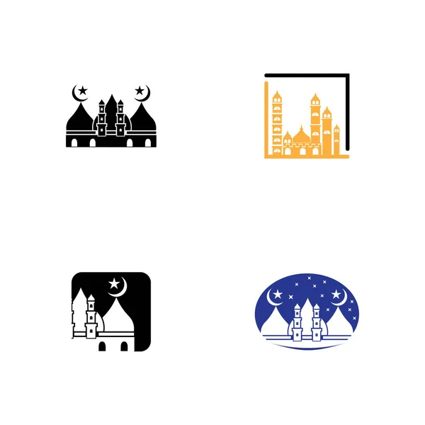 Mezquita islámica logotipo vector icono plantilla — Vector de stock