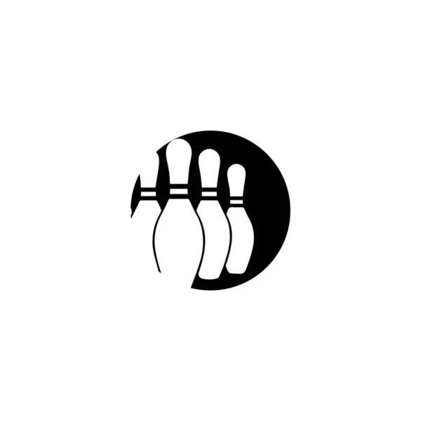 Λογότυπο εικονιδίου μπόουλινγκ σιλουέτα σε λευκό φόντο — Διανυσματικό Αρχείο
