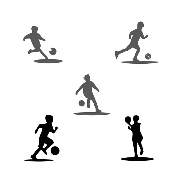 Silhouettes enfants concept jouer avec des balles — Image vectorielle