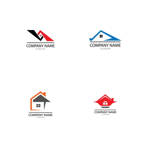 Fastigheter Property and Construction Logo Design för företag — Stock vektor