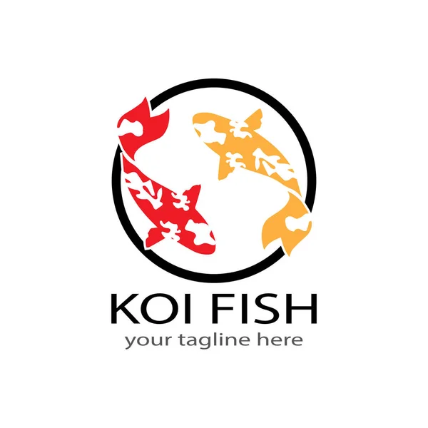 Templat: Logo hewan ikan Koi dan simbol vektor - Stok Vektor