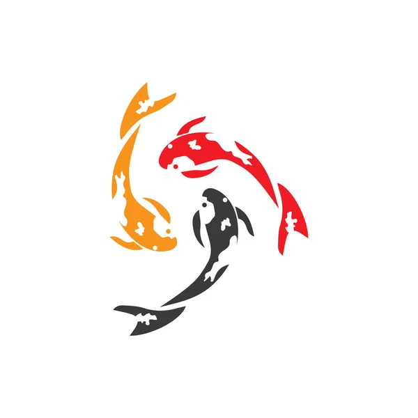 Koi Fisch Tier Logo und Symbole Vektorschablone — Stockvektor