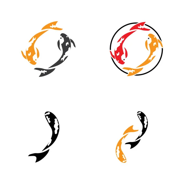 Koi pez animal logotipo y símbolos vector plantilla — Archivo Imágenes Vectoriales