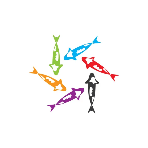 Koi Fisch Tier Logo und Symbole Vektorschablone — Stockvektor