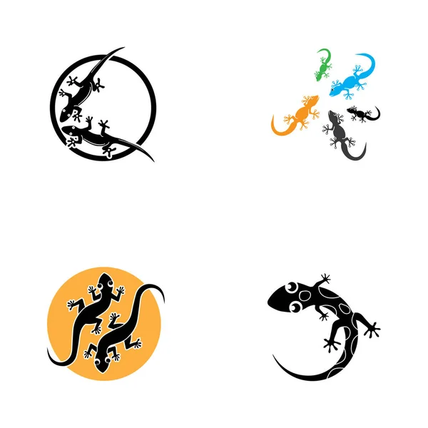 Lagarto Camaleão Gecko logotipo animall e símbolo vetor ilustrati —  Vetores de Stock