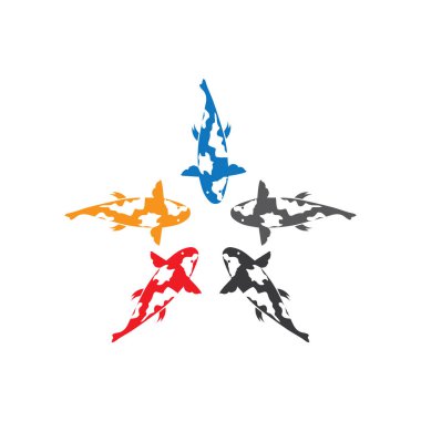 Koi balığı hayvan logosu ve sembol vektör şablonu