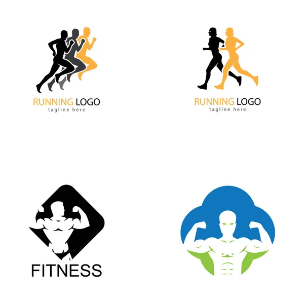 Objeto do vetor e ícones para o logotipo da aptidão do emblema do ginásio da etiqueta do esporte —  Vetores de Stock