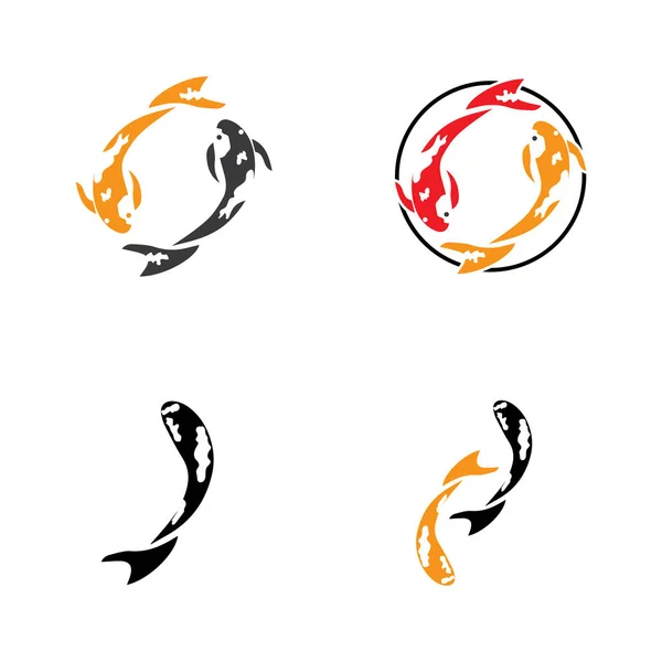 Koi peixe animal logotipo e símbolos modelo de vetor — Vetor de Stock