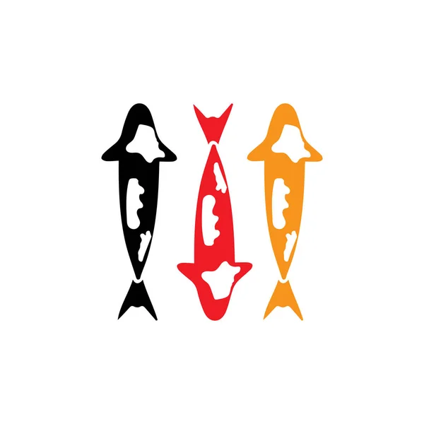 Koi Fisch Tier Logo und Symbole Vektorschablone — Stockvektor