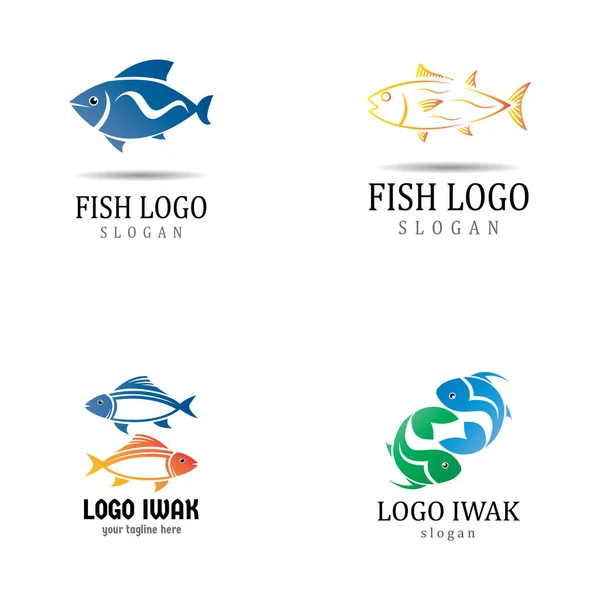 Plantilla logo pescado. Símbolo vector creativo — Vector de stock