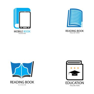 Kitap eğitimi logo şablonu vektör illüstrasyon tasarımı