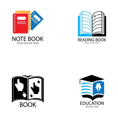 Kitap eğitimi logo şablonu vektör illüstrasyon tasarımı