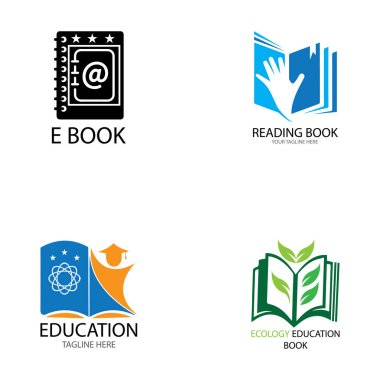 Kitap eğitimi logo şablonu vektör illüstrasyon tasarımı