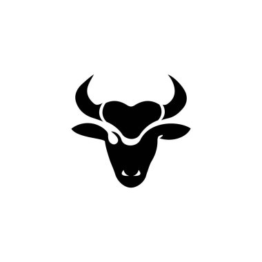 Boğa Boynuzu. Boğa başlı Vektör Simgesi Şablonu Çizim Tasarımı