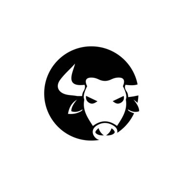 Boğa Boynuzu. Boğa başlı Vektör Simgesi Şablonu Çizim Tasarımı